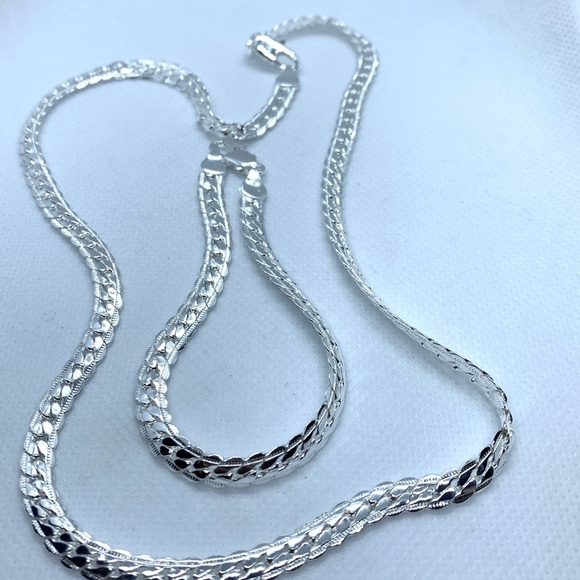 2pc 6MM Full Sideways 925 Sterling Silver Necklace - Picture 7 of 8